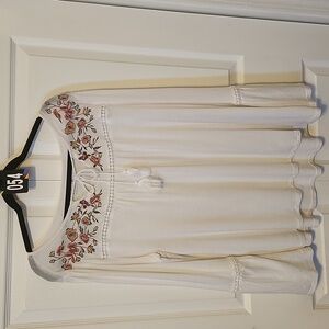 Embroidered White Women's Top